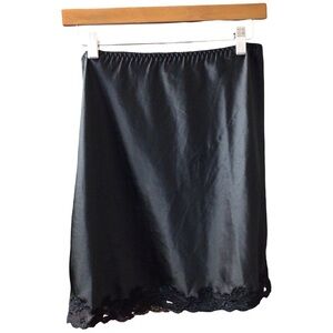 Victoria's Secret Black Satin Slip with Lace